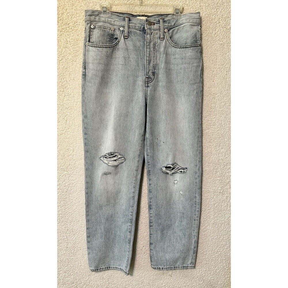 Madewell Jeans Womens 28 Dadjean Blue Denim Ripped Distressed Straight Slouchy